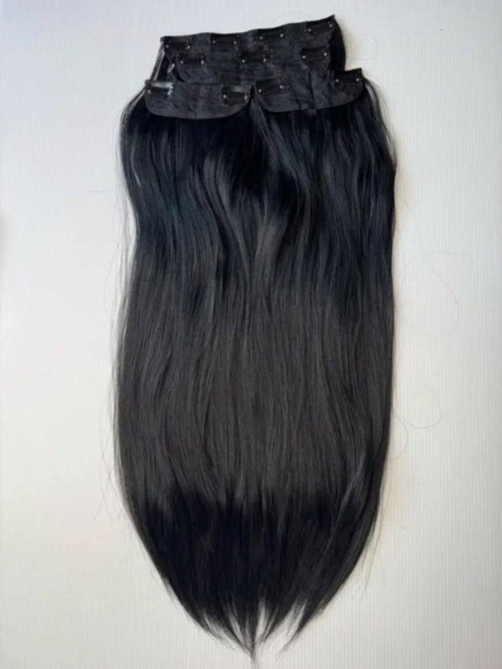 Human Hair blend Black 4 Thick pieces Hair Extensions 24 In